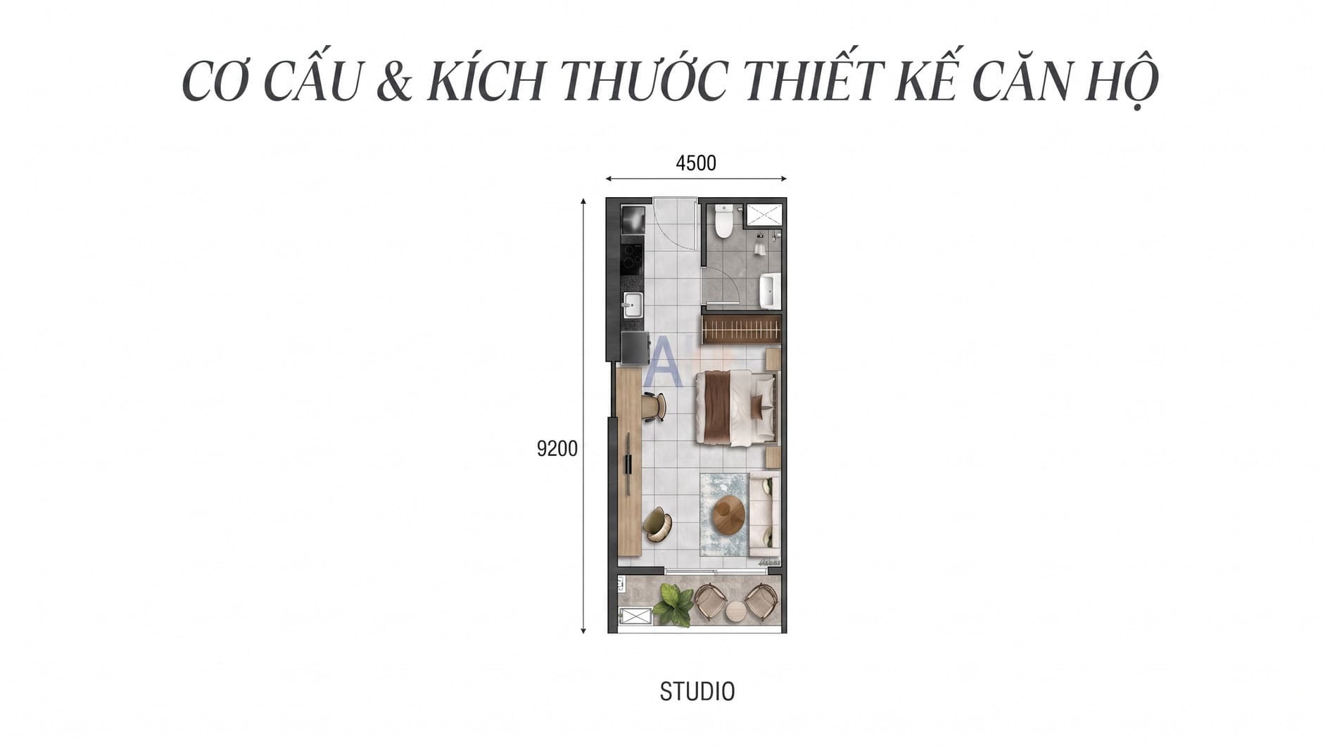 Thiết kế căn hộ studio dự án The Emerald River Park hiện đại